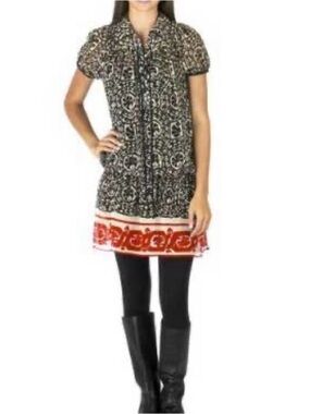 Anna Sui for Target Silk Drop Waist Print Dress M